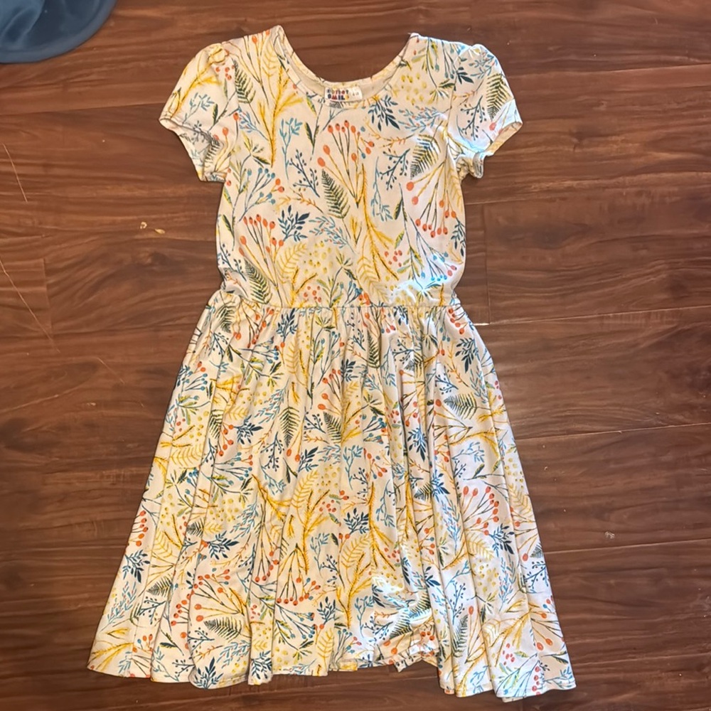 Dot Dot Smile Yellow Sundress with Flutter Sleeves and Crew Neck